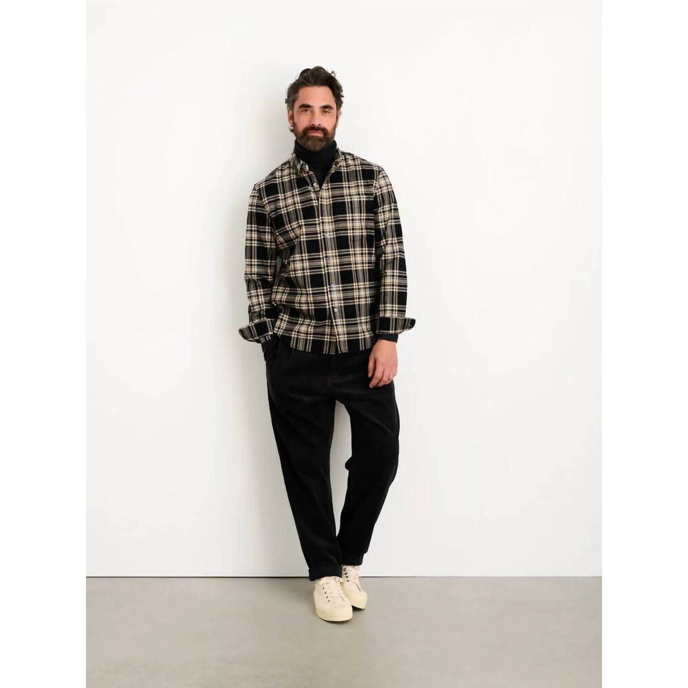 NEW ALEX MILL mill button-down shirt in black/ivory tartan
